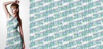 01005v Materiał ze wzorem linie kreski drobne wzór paski morski niebieski zielony inspirowany życiem podwodnym